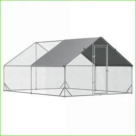 Meilleurs prix pour Poulailler XXL avec Enclos - PawHut - Pour 8-12 Poules/Caniards/Lapins - Métal Argenté