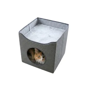 Meilleurs prix pour Niche maison pour chat pliable 36x36x35cm Gris Leo