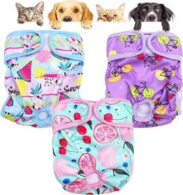 Meilleurs prix pour Lot de 3 Couches Lavables pour Chien Couches Réutilisables pour Chien Incontinent Adaptées aux Petits Moyens et Grands Chiens L