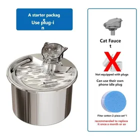 Meilleurs prix pour Fontaine à eau automatique pour chat - Phoesky - Acier inoxydable - 2L - Distributeur deau - Fontaine intelligente