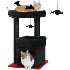 Meilleurs prix pour Petit Arbre à Chat Hauteur 60 cmTour de Jeux pour Chat dintérieur avec 2 Poteaux à Griffer Robuste1 Condo Spacieux &1 GrandNoir