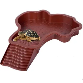 Comparer les prix de Abreuvoir Tortue Terrestre Plat d& 39 eau Bassin pour Tortue de Piscine avec Rampe Bol d& 39 eau pour Reptiles avec Red Brown