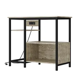 Comparer les prix de Support Aquarium Avec Prises Électriques Meuble Métal Et Bois 4 Étagères Pour Aquarium 93x48x78 cm Gris
