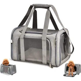 Meilleurs prix pour Sac de Transport Chat Chien Gris Matelas Peluche Amovible & Bandoulière Réglable Pliable Respirant Souple pour Extérieur Voyage