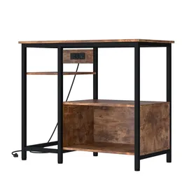 Meilleurs prix pour Support Aquarium Avec Prises Électriques Meuble Métal Et Bois 4 Étagères Pour Aquarium 93x48x78 cm Marron