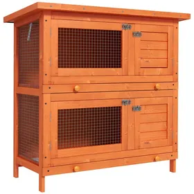 Meilleurs prix pour LIA Clapier à lapin cage à lapin double niveau plateaux coulissants 4 portes verrouillables toit ouvrant 90L x 45l x 90H cm