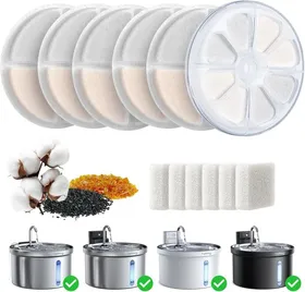 Meilleurs prix pour FEELNEEDY 6pcs filtres de Rechange+1pcs boîtier de Filtre ABS+6pcs éponge Pompe à Eau pour Fontaine à Chat filtres sains et hyg11