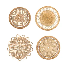 Comparer les prix de (Acheté en paquet de 2) 30*30 cm rotin rond style croix entrée paille tissé B&B fait main foin rotin décoration murale pendentif