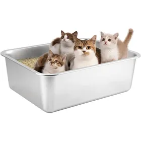 Meilleurs prix pour Bac Litière Chat XXL Inox 50x35x15cm grande capacité sans odeur antirouille anti-adhésif .