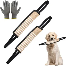 Meilleurs prix pour 2 boudins à mordre pour chien en toile de jute très robustes pour lentraînement K9 à la corde et à la traction avec deux boucles