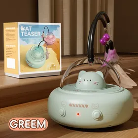 Meilleurs prix pour Jouet Interactif Chat Électrique-Plume Rotative&Lumière LED-Anti-Ennui SilencieuxRecharge USB-Pour Chaton et Chat Adulte Vert