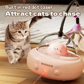 Comparer les prix de Jouet Interactif Chat Électrique-Plume Rotative&Lumière LED-Anti-Ennui, Silencieux,Recharge USB-Pour Chaton et Chat Adulte Rose