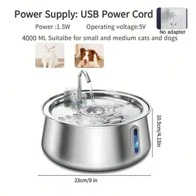 Meilleurs prix pour Fontaine à eau automatique pour chat - Phoesky - Acier inoxydable 304 - 134oz/4L - Ultra silencieux - Filtre à charbon