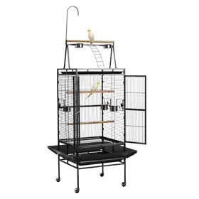 Meilleurs prix pour Cage Oiseau-VEVOR-83x79x210 cm-Volière Oiseaux Toit Plat Ouvert Cage-Perroquet sur Pied Roues