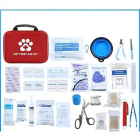Comparer les prix de Trousse de premiers soins pour animaux - PZCC - 101 pièces - 26 catégories - 26x19x8 cm - EVA et nylon