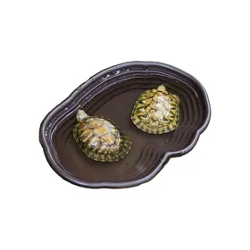 Meilleurs prix pour Bassin Reptile avec Rampe 38x28x5cm ABS Renforcé Surface Lisse Nettoyage Facile Aquatique pour Tortues/Geckos/Serpents Marron