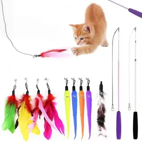 Comparer les prix de Lot de 11 jeux avec plumes pour chatjouets interactifs pour chats2 baguettes interactives rétractables avec 9 plumes rechargeables