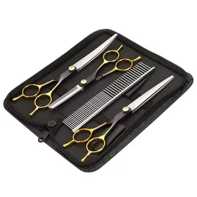 Meilleurs prix pour Ciseaux ensemble de 4 pièces kit complet ciseaux professionnels pour animaux acier inoxydable coupe de précision tranchant durable
