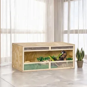 Meilleurs prix pour Terrarium 120 cm pour reptiles en panneaux OSB avec portes coulissantes verre trempé bois naturel