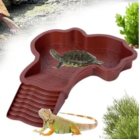 Comparer les prix de Piscine Tortue Terrestre Mangeoire Bol deau pour Reptiles avec échelle Bassin deau pour Tortues avec Rampe