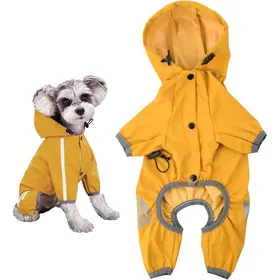 Meilleurs prix pour Imperméable pour chien avec capuche imperméable pour chien à 4 pattes réglable avec  bandes réfléchissantes convient aux chiens