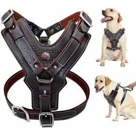 Comparer les prix de Harnais pour chien en cuir vritable durable rglable pour grands chiens Contrle rapide avec poigne Accessoires pour animaux PZCC