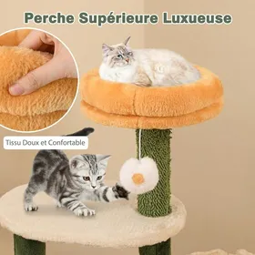 Comparer les prix de GIANTEX Arbre à Chat Moderne en Forme de Fleur  avec Perchoir Supérieur Rembourré Planche en Sisal Balle de Jeu Vert et Beige