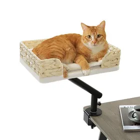 Comparer les prix de PAWZ Road Lit  pour Chat Bureau en Rotin Pivotant À 360° Réglable avec Coussin Doux Support Jusquà 23 Kg Beige