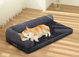 Comparer les prix de Panier Chien Grande Taille,Canapé Pour Chien Moyen Taille Orthopedique Imperméable Tapis Chien Dehoussable Lavable,Gris 91X69X18Cm