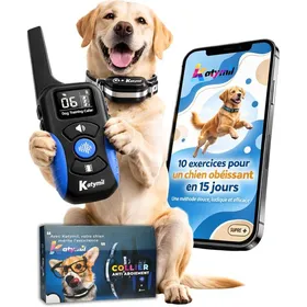 Meilleurs prix pour Collier de Dressage pour Chien sans Choc Électrique avec TélécommandeEbook Éducatif InclusVibration et Lumière-Étanche IP67
