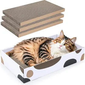 Comparer les prix de Griffoir pour Chat 3 PiècesSolide Grattoir Carton de Haute DensitéRéversible Planche à Gratter pour Chat avec Boîte