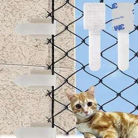 Meilleurs prix pour 60 crochets adhésifs extérieurs pour fixer les filets de sécurité pour chats sur les balcons. Installation sans perçage. Modèle 3M