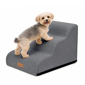 Comparer les prix de VOUNOT® Escalier pour chien et chat à 3 marches en mousse haute densité - antidérapante déhoussable lavable - 57x40x40cm gris