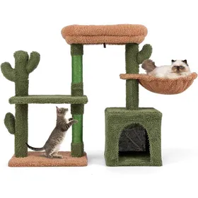 Meilleurs prix pour GIANTEX Arbre à Chat en Forme de Cactus de 81 cm Perchoir en Peluche Hamac Confortable Condo Poteaux à GratterCoussins Lavabl