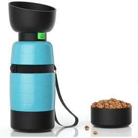 Comparer les prix de Bouteille d'eau pour Chien Portable 650ml avec Gamelle d'eau, Distributeur d'eau pour Chien Chat Gourde Anti-Fuite Non-Toxique,Bleu