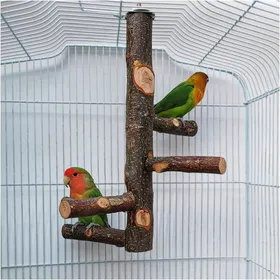 Comparer les prix de Perchoir pour Cage de Perroquet Jouets pour Perruche Perchoir en Bois Naturel pour 3 ou 4 Petits ou Moyens Cacatoès Conure Perruche