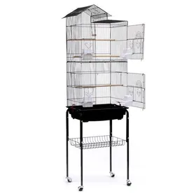 Comparer les prix de Cage à Oiseaux sur Pied à roulettes - LVHCMFOHM - Volière pour Perruche Canari - Design Maison - 46x355x1585 cm - Noir