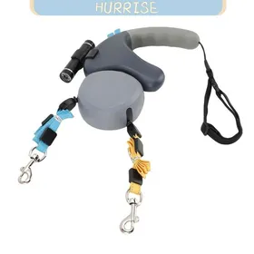 Comparer les prix de Tbest Laisse rétractable pour chien Laisse rétractable pour 2 chiens rotation à 360° double tête avec lumière LED 3 mètres Gris