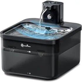 Comparer les prix de Fontaine à Eau sans Fil à Pile 4000mAh Détecteur de Mouvement sans Électricité avec Plateau en Acier Inoxydable SUS Noir  ABREUVOIR
