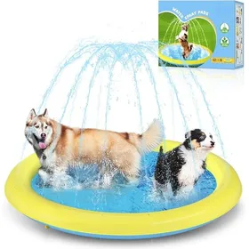 Comparer les prix de Piscine pour Chiens Grande D170cm/67in 0.55cm Épaississant Tapis de Jeu deau pour Chiens avec Éclaboussures et Antidérapant