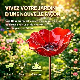 Comparer les prix de Bain doiseaux abreuvoir abeilles en métal rouge – motif fleur résistant intempéries décoration artisanale élégante pour jardin