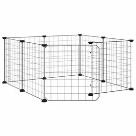 Meilleurs prix pour poulailler - enclos petits animaux - HELLO2026 - Cage pour animaux - de compagnie à 8 panneaux avec porte noire 35x35cm acier 3_9