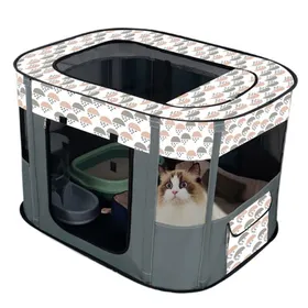 Meilleurs prix pour Portable Chien Maison Animaux Clôture Pliable Parc pour Animaux De Compagnie Salle  (M/80 * 60cm Gris)