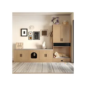 Comparer les prix de ®RisingFF Ensemble de meubles pour animaux de compagnie deux en un avec lit pour chien abri pour chat griffoir mangeoire
