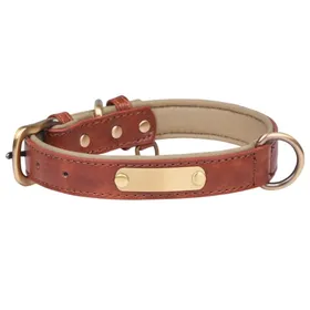 Comparer les prix de Collier chien cuir vritable personnalis plaque grave identification look lgant et durable Label