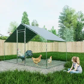 Meilleurs prix pour Enclos Poulailler 6 m² avec Toit Imperméable, Acier Galvanisé, Parc Grillagé 3x2x2m pour poules,lapins, Anti UV