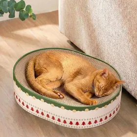 Comparer les prix de Griffoir pour Chat 2-en-1 Planche à Gratter Ovale Carton Ondulé pourChats d’IntérieurGrattoir Chat Nid en Forme de BolCanapé