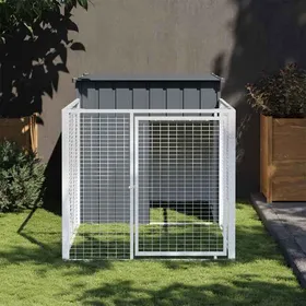 Comparer les prix de Niche pour Chien avec Cour - vidaXL - acier galvanisé - anthracite - 110 x 201 x 110 cm@gdh84a