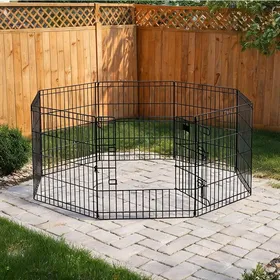 Meilleurs prix pour Enclos pour chiot en métal noir mat - Utilisable en intérieur et extérieur - Porte sécurisée - 61 cm