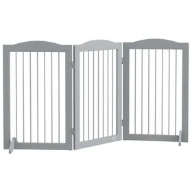 Comparer les prix de Barrière de sécurité chien pliable 3 plaques 2 pieds de soutien H.80 cm gris